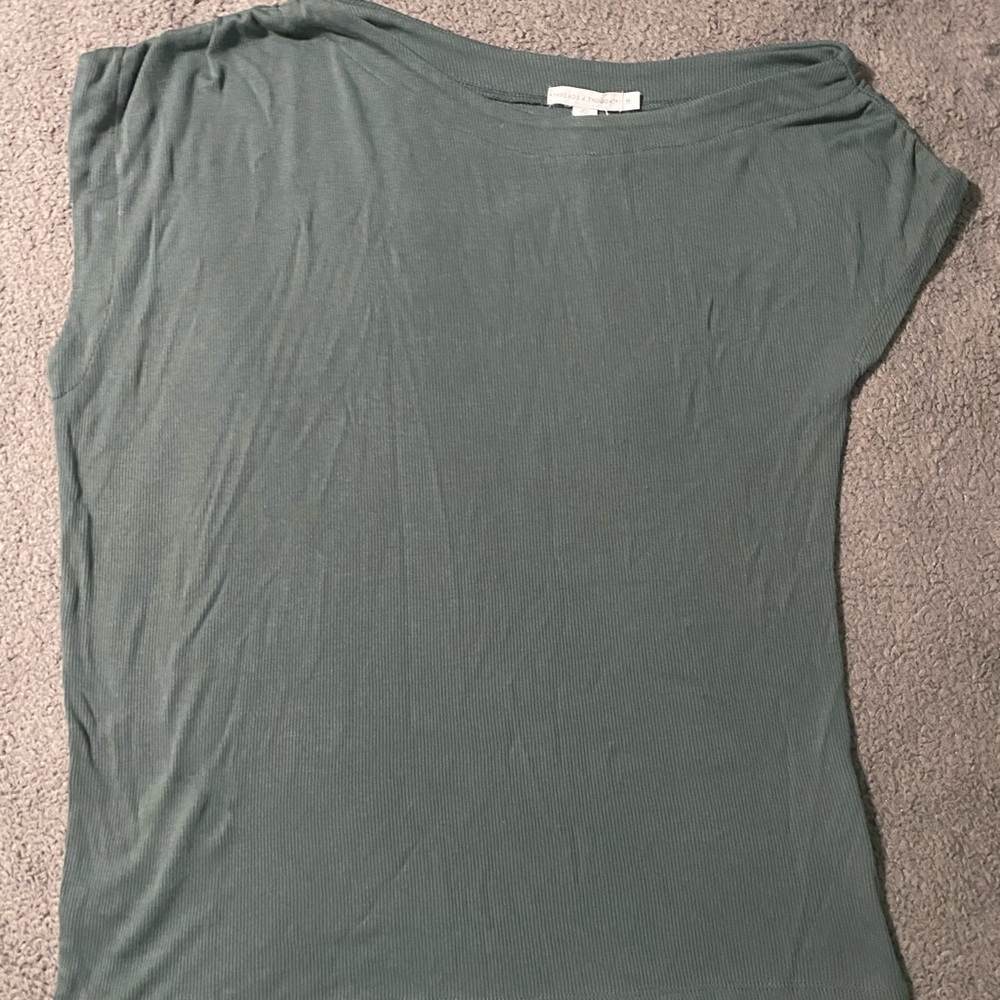 Threads 4 Thought brand size medium dark green off the shoulder rib knit top